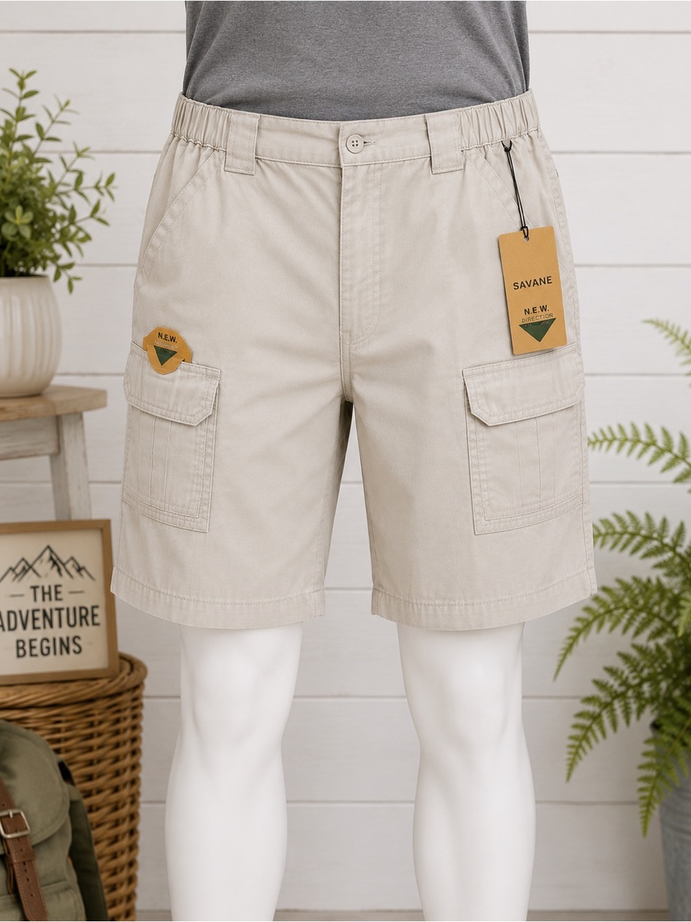 Savane Men’s Cargo Hiking Shorts Tan Size 42 NWT Outdoor Utility Stretch - Picture 2 of 6